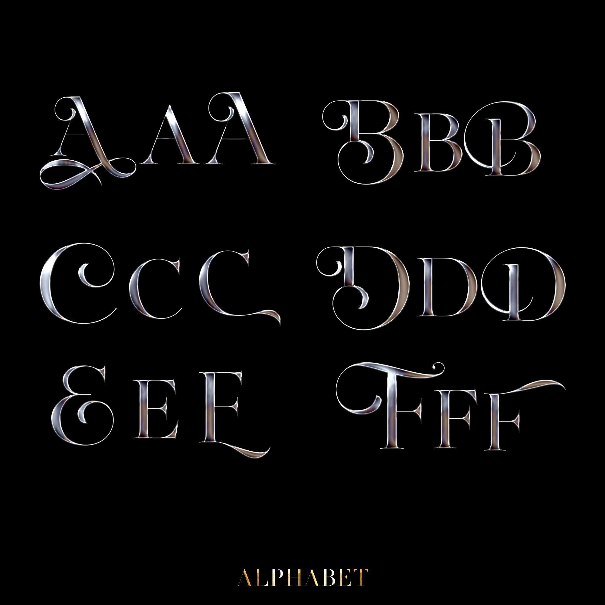 Silver Chrome Alphabet PNG Clip Art, 3D Metallic Letters, Silver Font ...