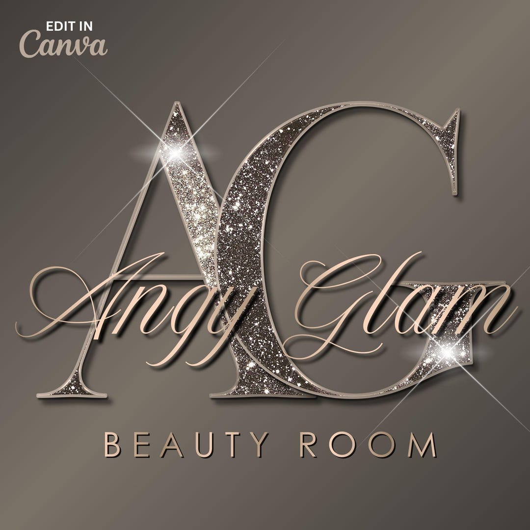 Glitter Beauty Logo, Luxury Brown Gold Initial Logo Template, Editable ...