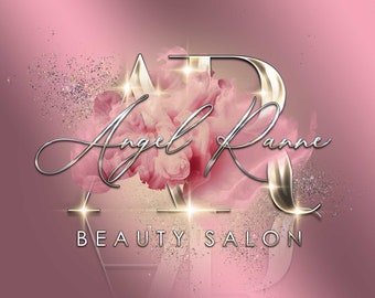Logotipo de beleza, logotipo pré-fabricado, logotipo Pink Glitter, logotipo de luxo, logotipo de joias, logotipo de boutique, logotipo rosa dourado, logotipo de cosméticos, logotipo de unhas,