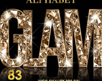 Gold Diamond Alphabet PNG Clipart, Glitter Gold Alphabet PNG, Gold font Letters Png, Glam Gold Letters, Letters for Logo, Digital download