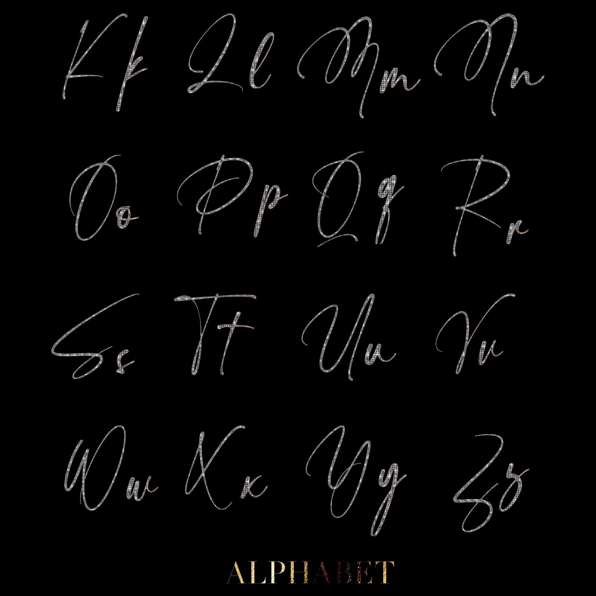 Diamond Alphabet Png Clipart, Script Letters Png, Glitter Alphabet PNG ...