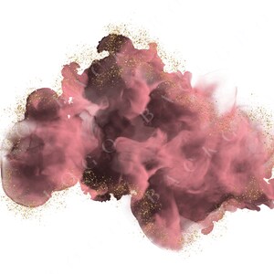 May include: Abstract watercolor background with pink and brown hues and gold glitter accents.