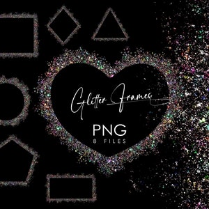 Glam frames PNG 8 designs, Sparkle Ring Circle png, Heart Frame, Border, Bling frames, Logo background png, Square frame, Instant download