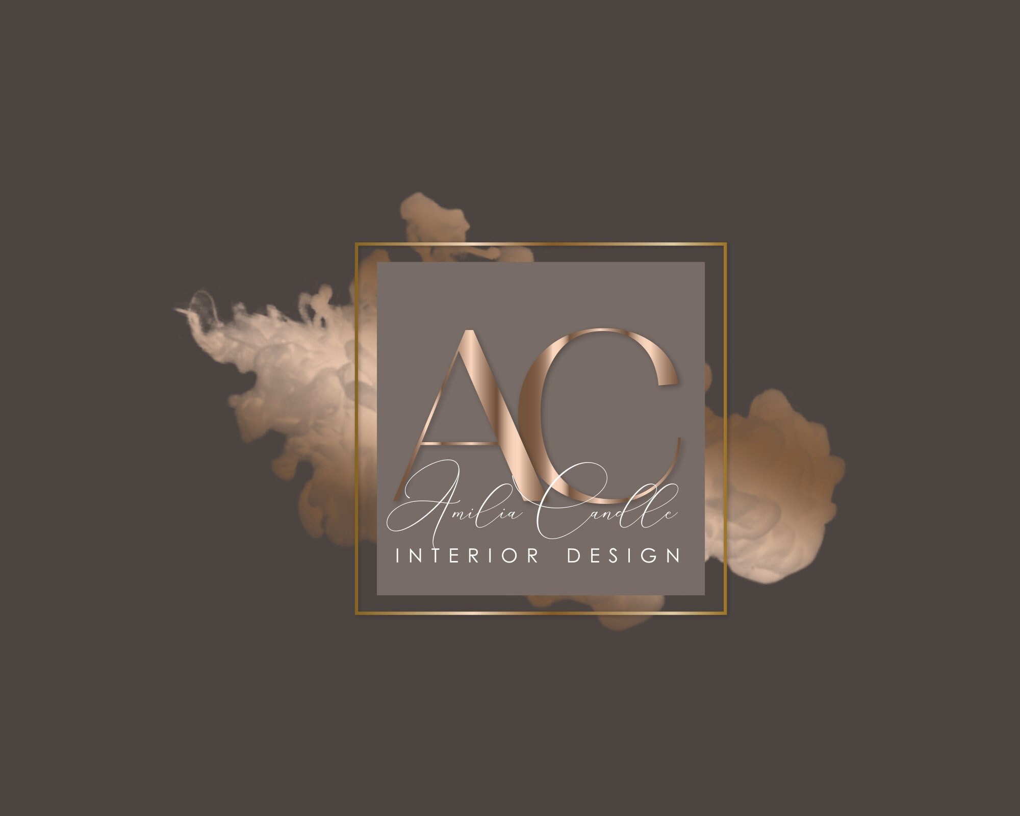 Premade logo design, Beauty logo. Text logo, Watercolor Rose Gold logo, Interior design logo, Modern logo, Signature logo, Minimalist logo