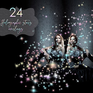 Glitter-overlay png, holografische glitter-overlays, sterren clipart, sterren-overlay, Sparkle-overlays, Stardust-overlay, commercieel gebruik 24 bestanden