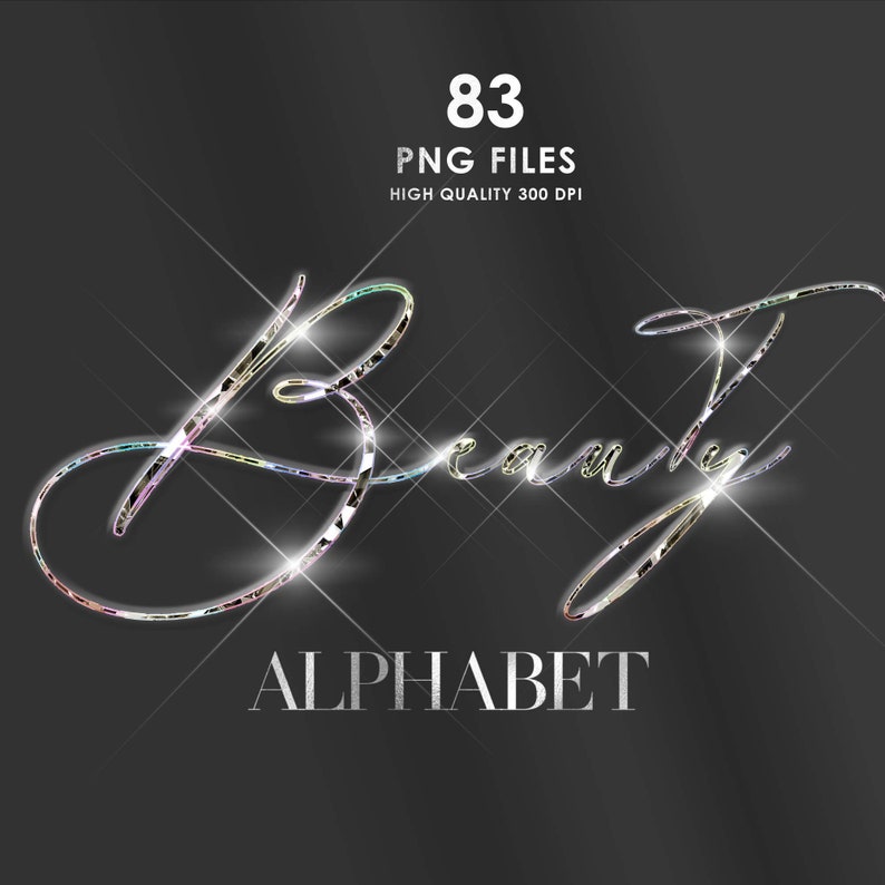 Bling Lettering Glitter Diamond Alphabet PNG, Glam Holographic Clipart, Diamond Letters ...