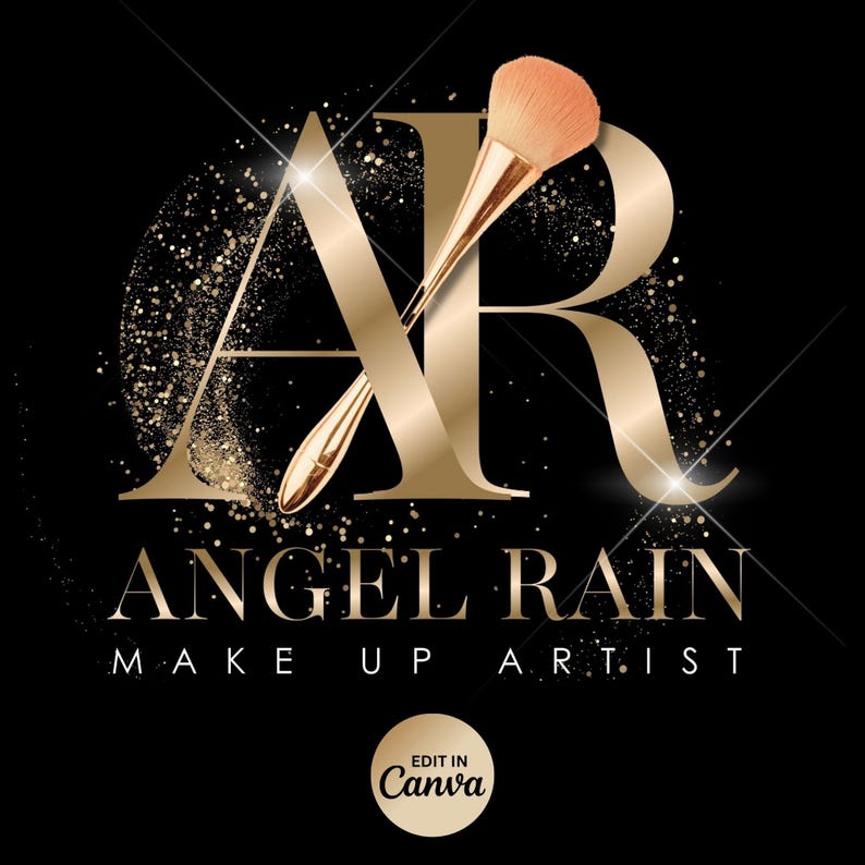 Makeup Lettering Rs Make up Artist Logo, Beauty Logo, Gold Logo, Editable DIY Logo Design ...
