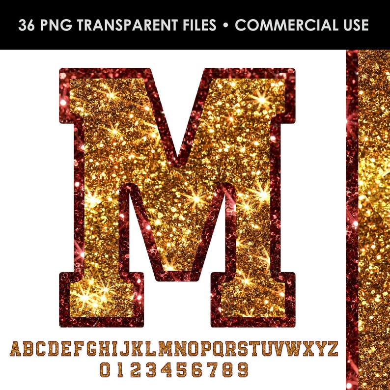 Glitter Sport Alphabet Png Clip Art, Gold and Red Glitter Alphabet ...