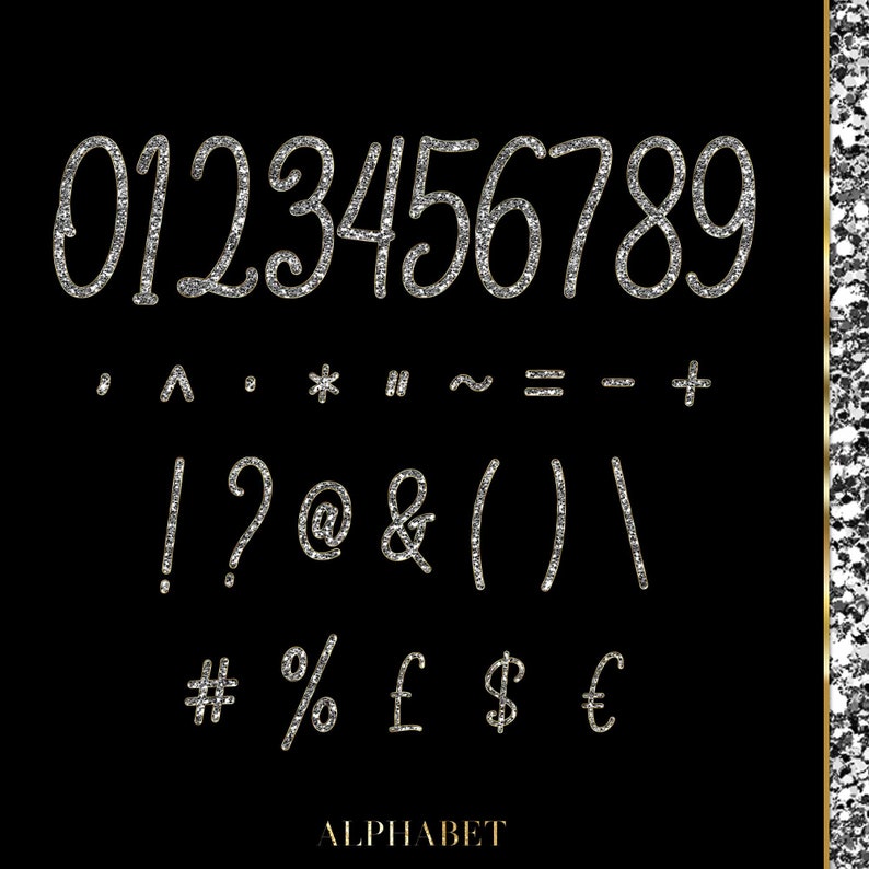 Glitter Silver and Gold Alphabet Png Clipart, Script Doodle Letters Png ...