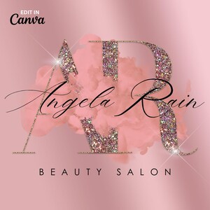 Ontwerpsjabloon glitter roze logo, DIY bewerkbaar logo (png, jpg, pdf)