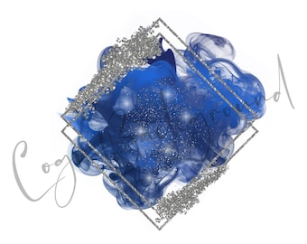 Logo Background Png, Blue Brush Stroke png, Blue frame png+jpg, Silver frame, Watercolor clipart, Banner, Smoke design, Instant download