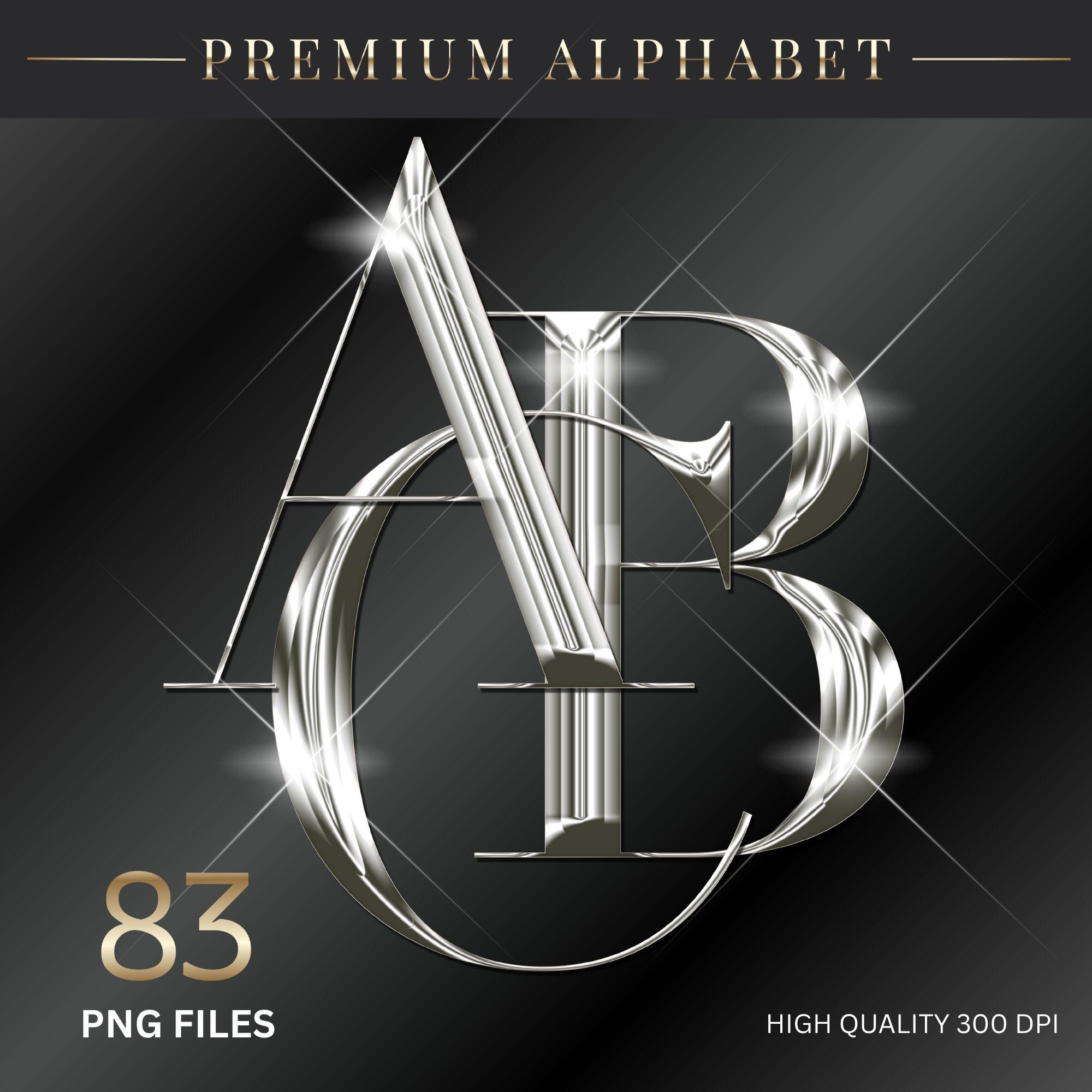 Luxury Silver Chrome Alphabet Clipart, Shiny Metallic Letters PNG ...