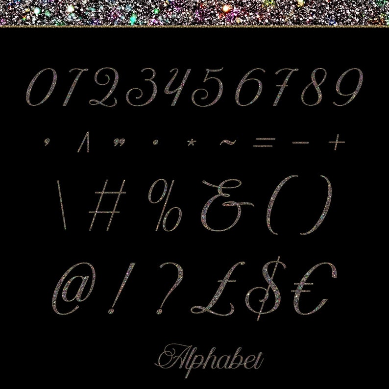Cursive Diamond Lettering Glitter Diamond Alphabet PNG Clip Art, Bling Letters, Cursive Diamond ...