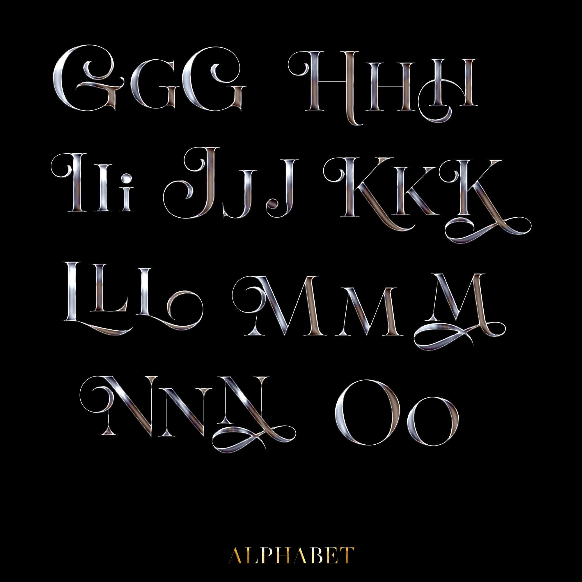 Silver Chrome Alphabet PNG Clip Art, 3D Metallic Letters, Silver Font ...