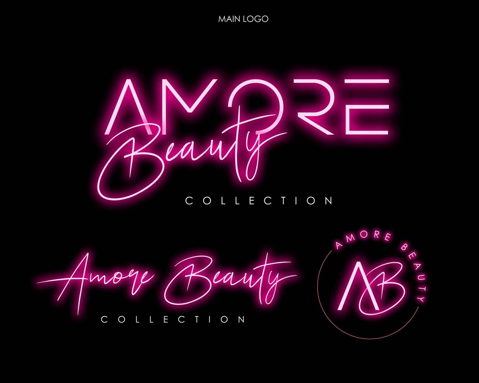 Pink Neon Logo Premade Logo Design Beauty Logo Text Logo | Etsy