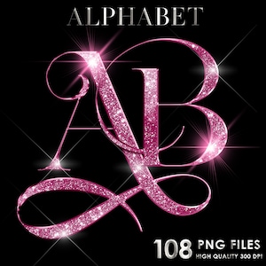 Alfabeto rosa intenso PNG, letras rosa intenso con brillo PNG, alfabeto cromado, letras brillantes elegantes, letras de lujo, descarga digital