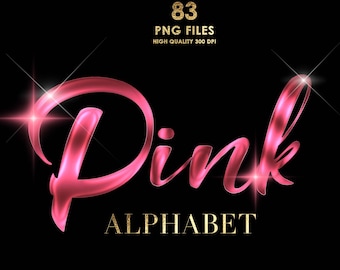 Shiny Pink Cursive PNG Letters, Transparent Alphabets, DIY Logo Making ...
