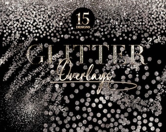 Gold Glitter Confetti Clipart, Gold glitter overlays, Sparkling Glitter Borders, Confetti Overlays, Diamond overlays, Digital download
