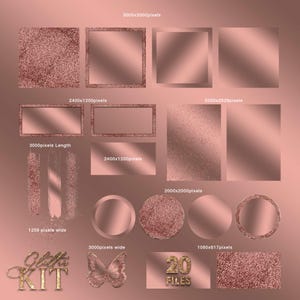Rose Gold Branding Kit Bundle, Rose Gold Hintergrund, Glam Rahmen png Clipart, Sparkle, Pinselstriche, Rosa Kreise, Logo Hintergrund Png