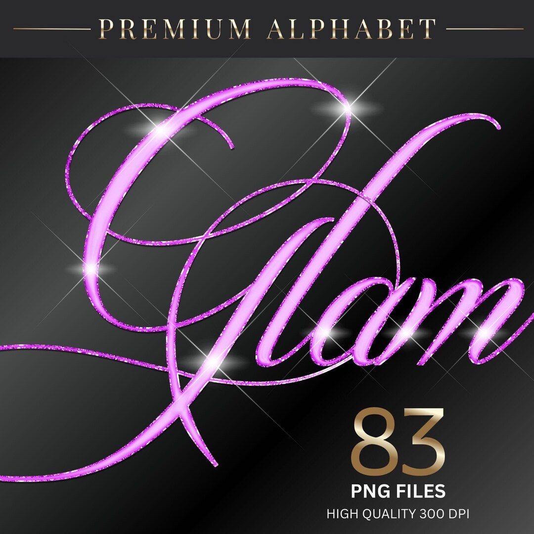 Purple Glitter Alphabet PNG, Sparkly Letters Clipart, Elegant Script ...