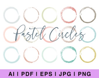 Pastel Watercolor Circle Clipart, Logo Background (PNG, EPS, PDF)