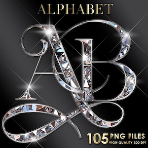 Diamond Alphabet PNG Clipart, Glitter Alphabet PNG, Glam Letters Png, Diamond Letters, Bling Letters Png, Sparkle Letters, Digital download