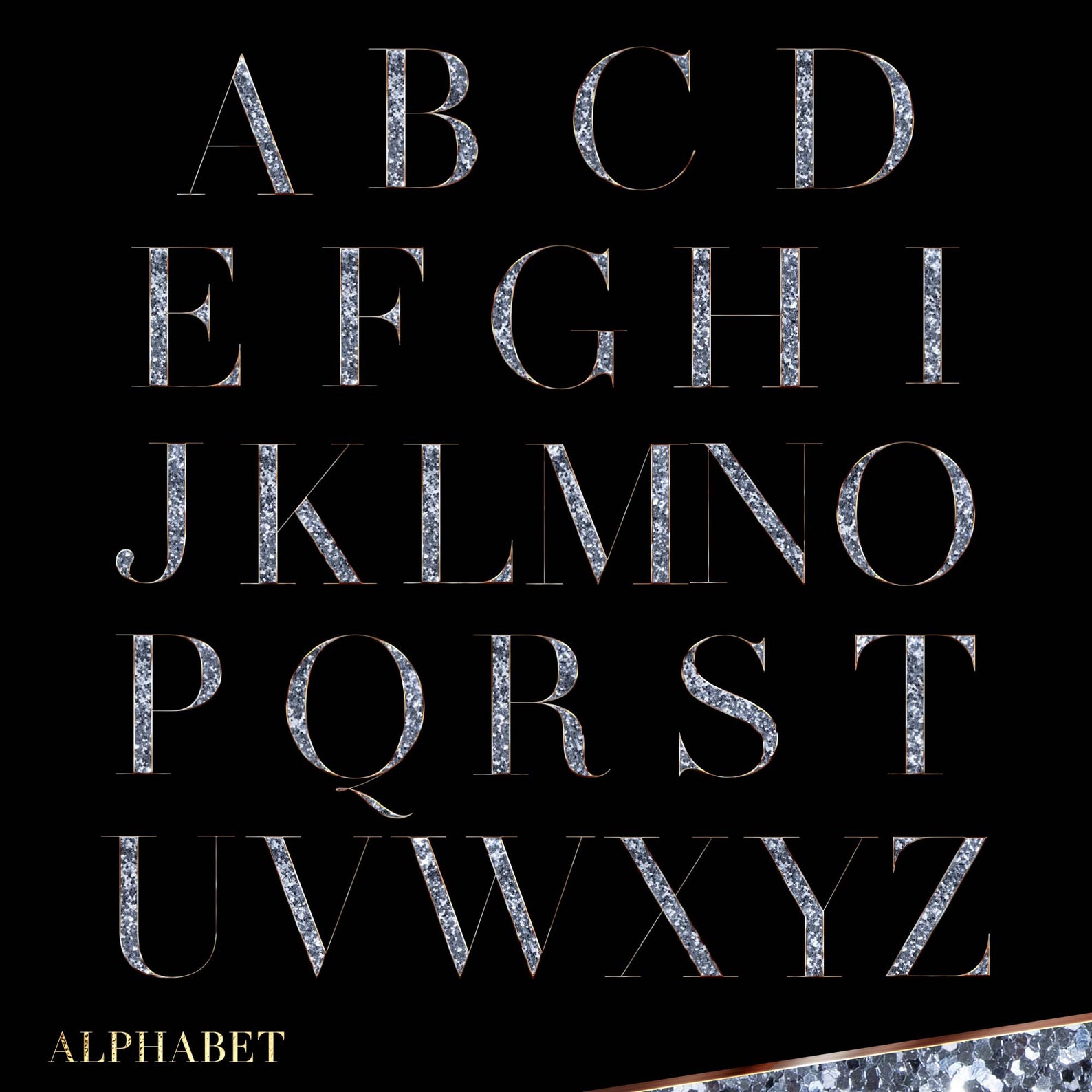 Glitter Silver Alphabet PNG Clip Art, Silver Chrome Letters, Silver ...