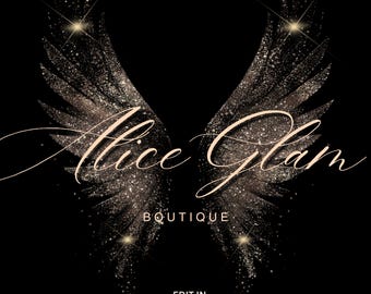 Logotipo dourado, modelo de logotipo Canva, logotipo de beleza glamorosa, logotipo editável faça você mesmo para maquiagem, logotipo de cabelo, logotipo de sobrancelha, logotipo de cílios de luxo, logotipo de borboleta