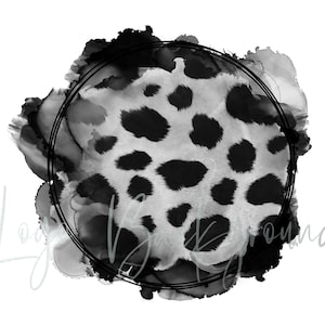 Cowhide Background Png, Logo Background, Cow Print Frame Png, Cowhide Sublimation, Design elements, Black Splash Circle, Digital Download