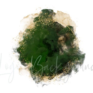 Logo Background Png, Emerald Green Brush Stroke png, Glitter Gold Frame, Watercolor Clipart, Sparkly Frame, Circle Frame, Instant download
