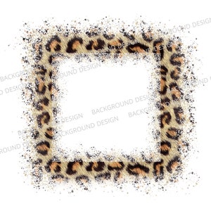 Distressed Leopard Frame Png, Leopard Background, Logo Background, Leopard Brush Stroke, Splash Clipart, Grunge Cheetah Sublimation Design