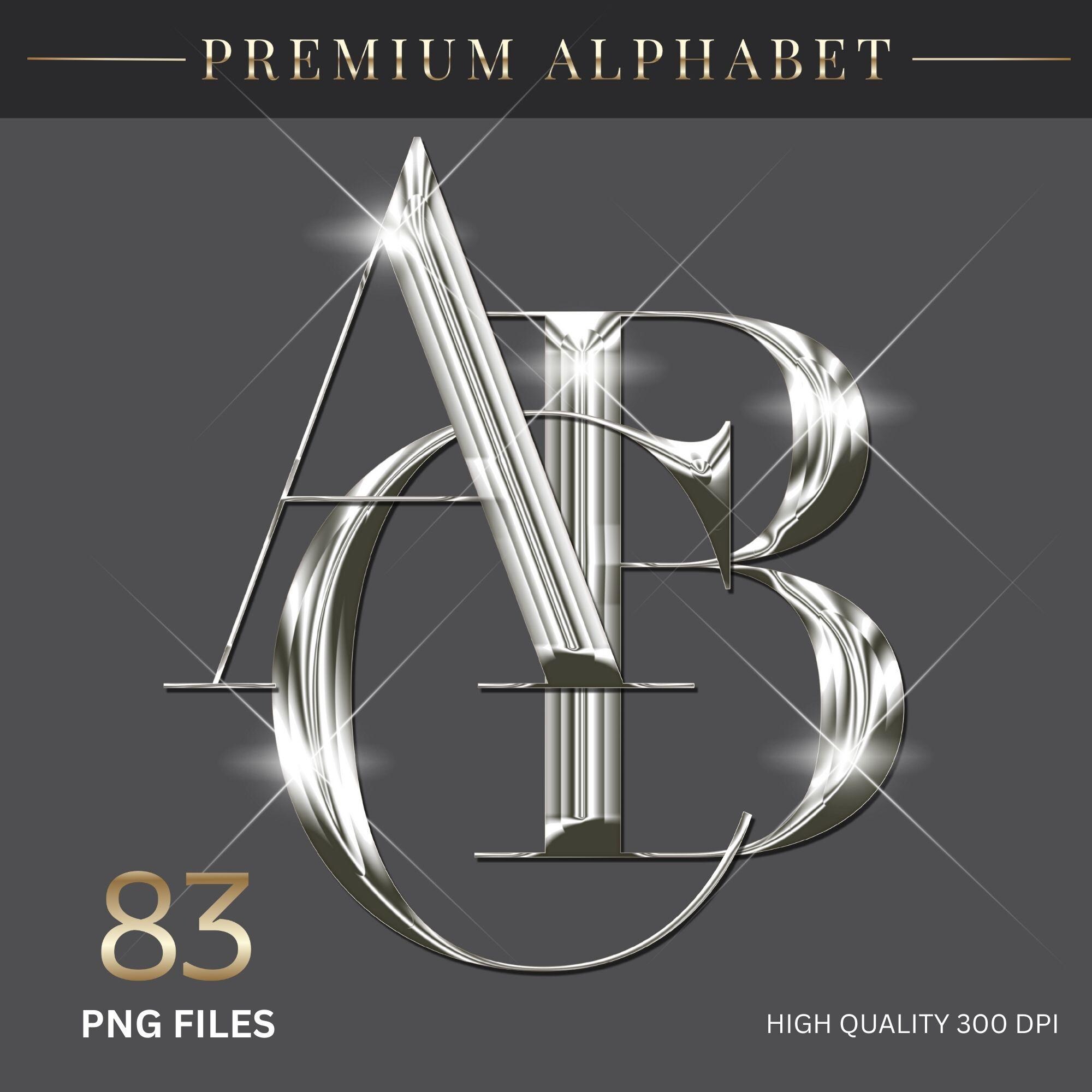 Luxury Silver Chrome Alphabet Clipart, Shiny Metallic Letters PNG ...