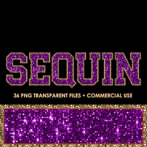 Purple Sequin Varsity Alphabet Png Clip Art, Glitter Sport Alphabet, Sparkling Varsity Letters Png, Sublimation, Faux Letter, Commercial Use