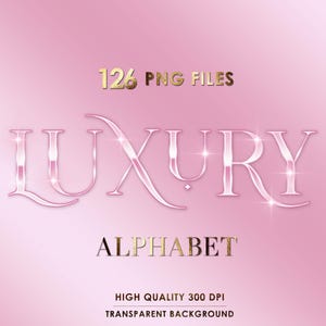 Luxury Pink Chrome Alphabet Clipart, Rose Gold Alphabet Png, Glam Pink Metallic Letters, Rose Gold Letters, Pink font PNG, Instant Download