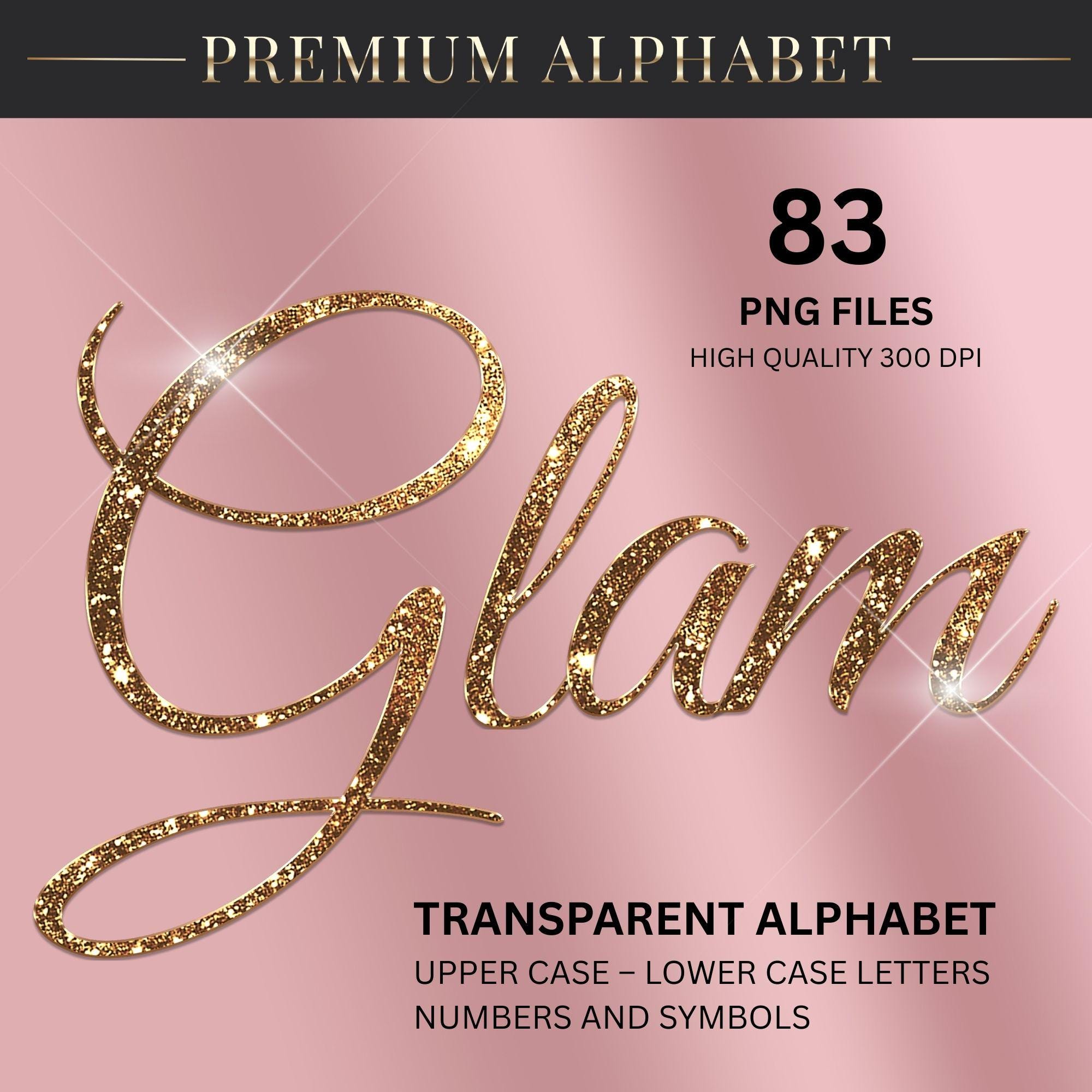 Number Lettering Gold Color Cursive Glitter Gold Alphabet PNG Clip Art, Cursive Font Letters (digital ...