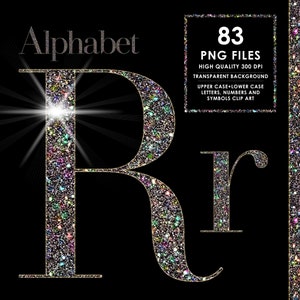 Bundle PNG Glitter Letters, Sparkle Clip Art, Letters Alphabet Numbers,  Rose Gold, Gold, Silver Glitter Letters, Glitter Bundle 123D 