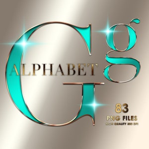 Türkis Chrom Alphabet PNG Clip Art, Glitter Alphabet PNG, Türkis Alphabet PNG, Glam, Chrom Buchstaben Png, Metallbuchstabe, digitaler Download