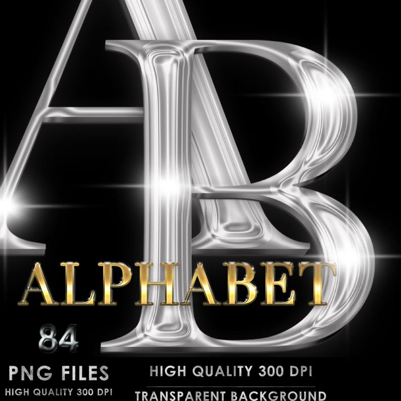 Silver Chrome Alphabet PNG Clip Art, Silver Chrome Letters, Silver Font ...