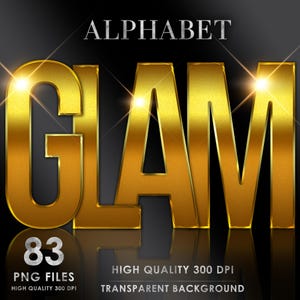 Gold Chrome Alphabet PNG Clip Art, Gold Chrome Letters Png, 3D Glam Metallic Font, Luxury Gold Letters, Gold foil letters, Digital download