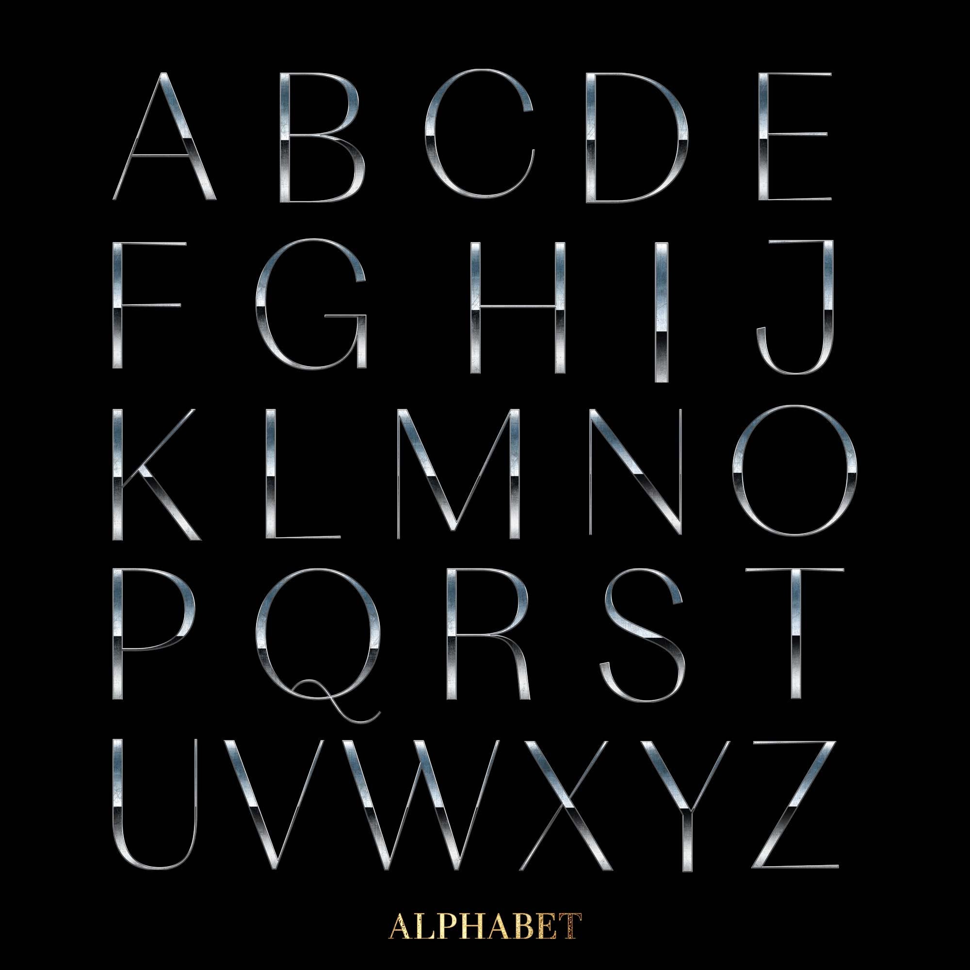 Silver Chrome Alphabet PNG Clip Art, Silver Thin Letters Png, Luxury ...