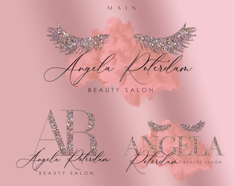 Pink Watercolor logo, Beauty logo, Lash logo, Boutique logo, Brow logo, Premade logo design, Nail logo,  Makeup artist logo, Salon logo