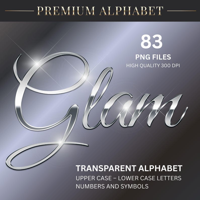 Digital Transparent Silver Alphabets Png Clip Art, Silver Cursive Font ...
