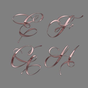 Chrome Cursive Alphabet Clipart, Rose Gold Alphabet PNG, Glitter, Foil ...