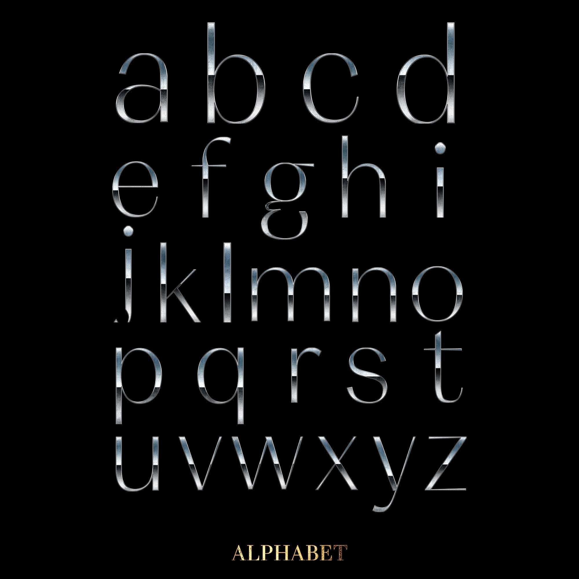 Silver Chrome Alphabet PNG Clip Art, Silver Thin Letters Png, Luxury ...