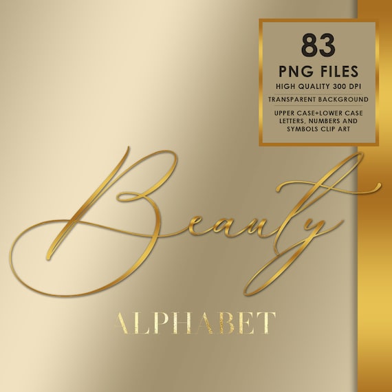 Gold Script Alphabet PNG, Metallic Letters Clipart (Digital Download)
