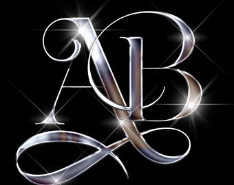 May include: Stylish silver letters 'AB' with a metallic finish, on a black backdrop. The word 'ALPHABET' is in gold at the top. The image includes the text '108 PNG FILES HIGH QUALITY 300 DPI!'