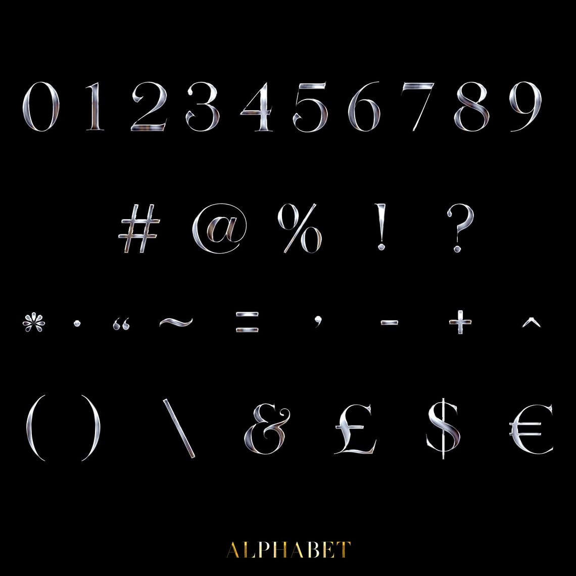 Silver Chrome Alphabet PNG Clip Art, 3D Metallic Letters, Silver Font ...