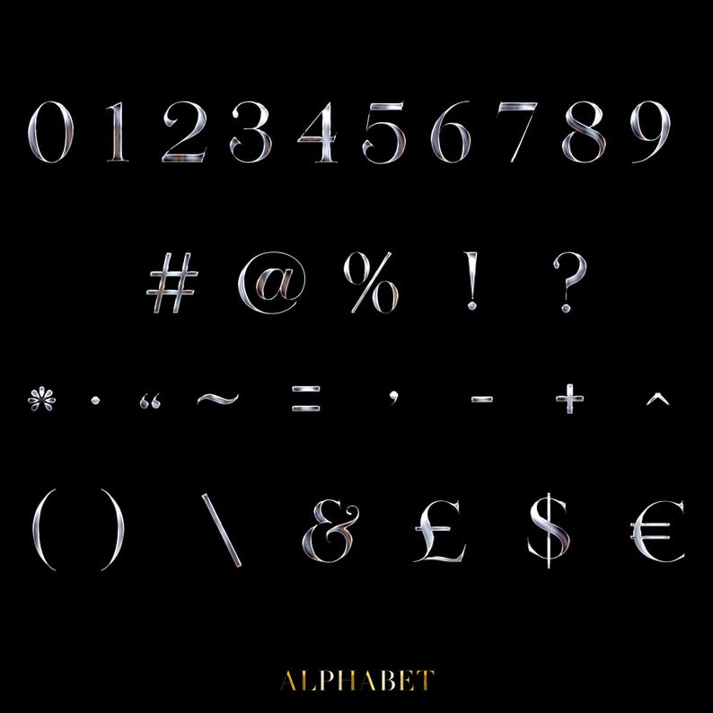 Silver Chrome Alphabet PNG Clip Art, 3D Metallic Letters, Silver Font ...