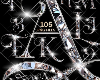 Diamond Alphabet PNG Clipart, Glitter Alphabet PNG, Glam Letters Png, Diamond Letters, Bling Letters Png, Sparkle Letters, Digital download