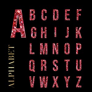 Red Diamond Alphabet PNG Clipart, Glitter Red Alphabet PNG, Red Font ...